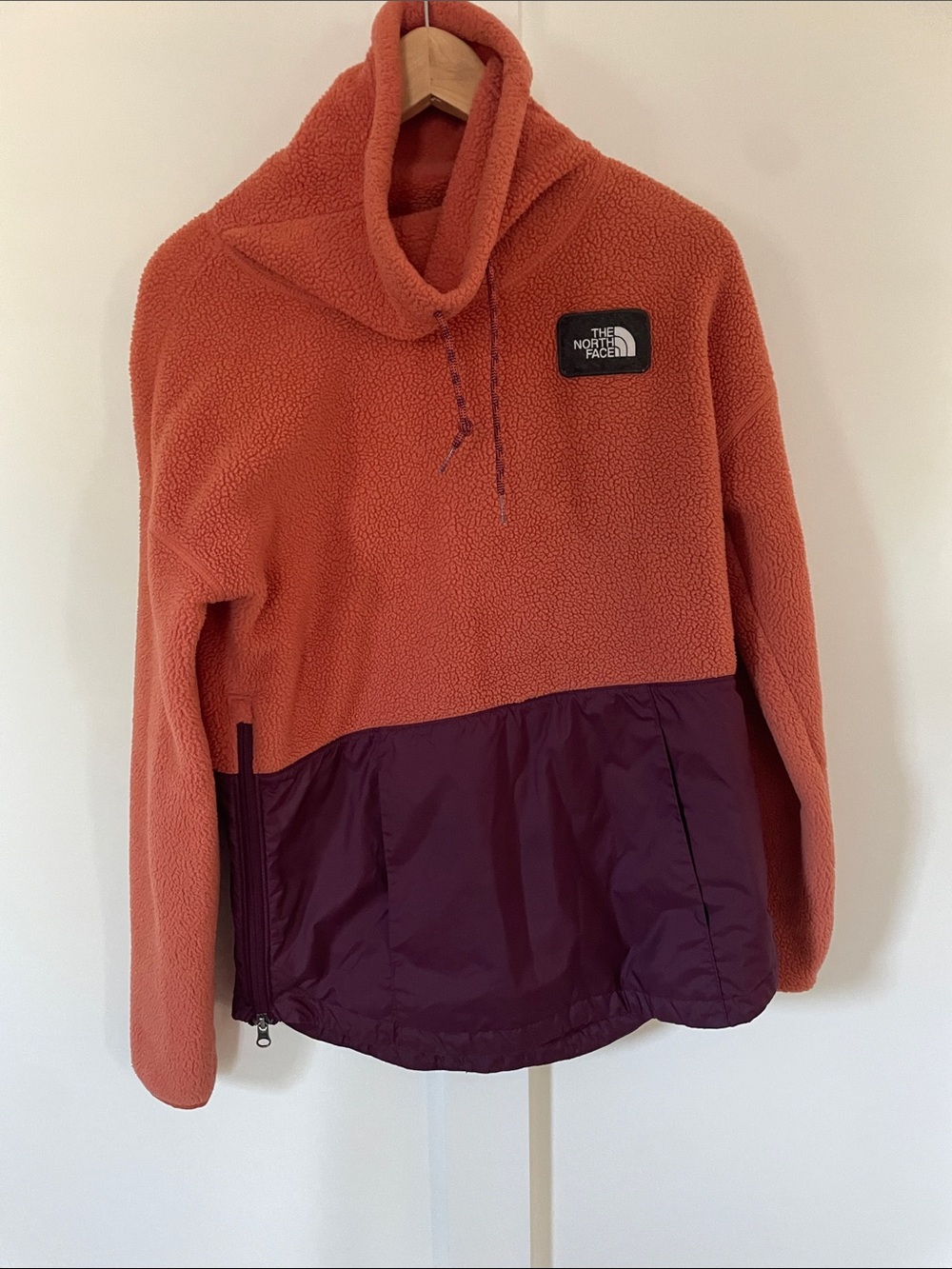 The North Face Orange and Plum Sherpa Half-Zip Pullover